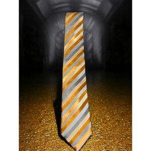 Silk Countess Mara Tie, Burnt Orange & Gray shades Stripes Classy fall colors